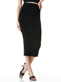 Laina Ribbed Knit Midi Skirt In Black  Alice And Olivia at Alice + Olivia