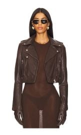 Lamarque Ciara Biker Jacket In Dark Brown at Revolve