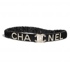 Lambskin Crystal Logo Belt by Chanel at Chanel