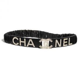 Lambskin Crystal Logo Belt by Chanel at Chanel