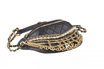 Lambskin Quilted All About Chains Waist Belt Bag Black at Janet Mandell