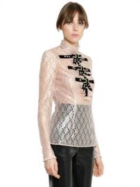 Laminated Lace Top W/Embellished Bows by Philosophy Di Lorenzo Serafini at Luisaviaroma