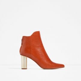 Laminated Leather High Heel Ankle Boots at Zara