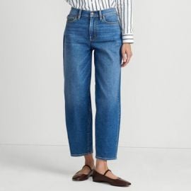Lands\' End Women\'s Petite Recover High Rise Barrel Leg Ankle Jeans - 14 - Indigo Tide Blue at Target