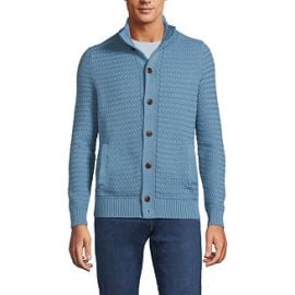 Lands End Mens Long Sleeve Drifter Mock Neck Cardigan - Macys at Macys