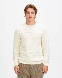 Landscaped Knitted Pullover in Off White at ShopHomme