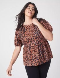 Lane Bryant Classic Puff Sleeve Tie Back Peplum Blouse at Lane Bryant