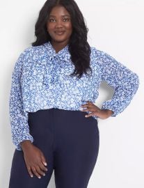 Lane Bryant Classic Tie Neck Popover Blouse at Lane Bryant