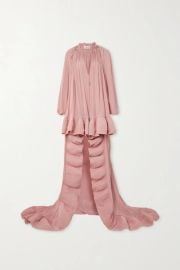 Lanvin Cape effect Embellished Ruffled Crepe Gown at Net a Porter