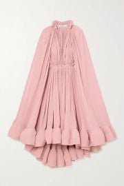 Lanvin Cape-effect tie-detailed ruffled crepe dress at Net a Porter