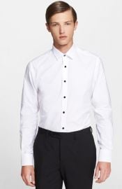 Lanvin Extra Trim Fit Glass Button Tuxedo Shirt at Nordstrom