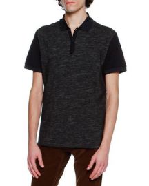 Lanvin Slub-Knit Polo Shirt  Navy   Neiman Marcus at Neiman Marcus