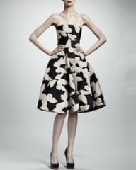 Lanvin Strapless Butterfly Jacquard Dress BlackIvory at Neiman Marcus