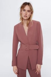 Lapelless Belted Blazer by Zara at Zara