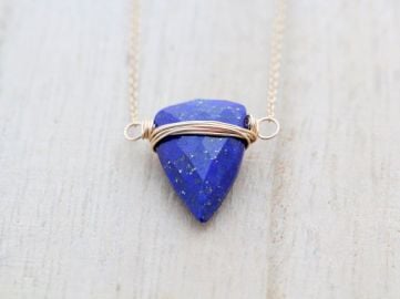 Lapis Lazuli Triangle Necklace at Etsy