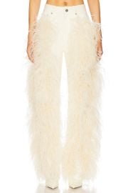 Lapointe Denim Pant With Feathers In Cream at Revolve