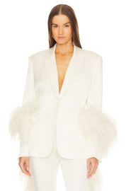 Lapointe Doubleface Satin Broad Shoulder Blazer at Revolve