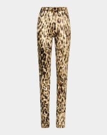 Lapointe Leopard Print Velvet Split Hem Leggings at Neiman Marcus