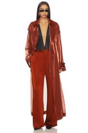 Lapointe Metallic Organza Double Breasted Trench In Rust at Revolve