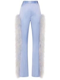 Lapointe Ostrich feather trim satin trousers at Farfetch