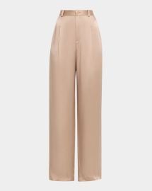 Lapointe Pleated Satin Pants at Neiman Marcus