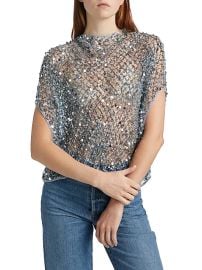 Lapointe Sequined Net Mesh Cape Top at Saks Fifth Avenue