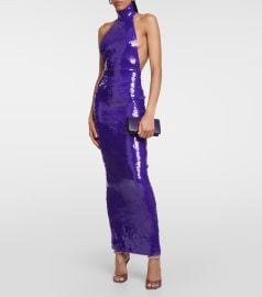 Laquan Smith Sequined halterneck gown at Mytheresa
