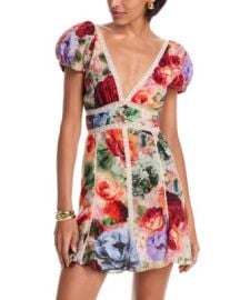 Lara Deep V Neck Lace Trim Mini Dress at Bloomingdales