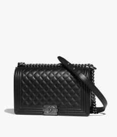 Large BOY  Handbag - Calfskin  ruthenium-finish metal  Fashion at Chanel