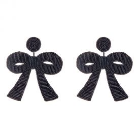 Large Black Bow Earrings at Haute