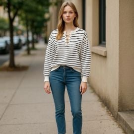 Large Blue Striped Sweatshirt at eBay