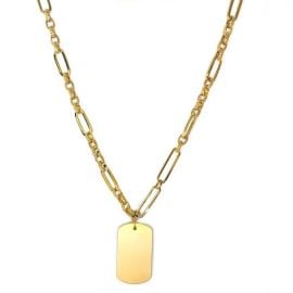 Large Gold Dog Tag Necklace at Shalla Wista