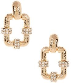 Large Pave Rectangle Drop Earrings at Dillards