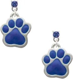 Large Royal Blue Paw Crystal Post Earrings at Amazon