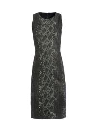 Larita Snake Skin Leather Dress In Blackmetallic  Alice And Olivia at Alice + Olivia