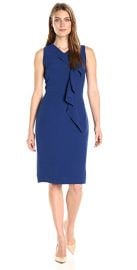 Lark & Ro Womens Sleeveless Midi Fitted Dress with Ruffle Detail at Amazon