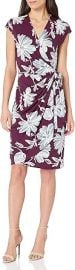 Lark & Ro Women's Classic Cap-Sleeve V-Neck Compact Matte Jersey Wrap Dress at Amazon