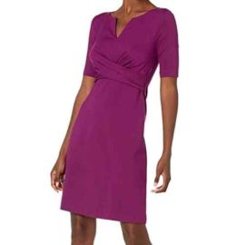 Lark amp Ro Womenaposs Twist Front Ponte Short Sleeve Purple Dress Womens Size 2 eBay at eBay