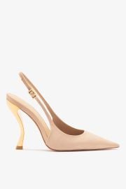 Larroudé x Nicolò B.: Grace Pump Sand Satin at Larroude