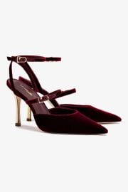 Larroude Kris Pump In Wine Velvet at Larroude