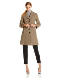 Larry Levine Womenand39s Classic Single-Breasted Notch-Collar Coat in camel at Amazon