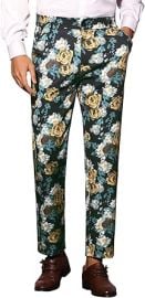 Lars Amadeus Floral Dress Pants for Menx27s Flat Front Party Prom Flower Printed Slacks at Mens Clothing store at Amazon
