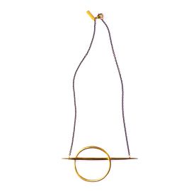 Lateral Quill Rising Necklace in Brass  at K/LLER COLLECTION