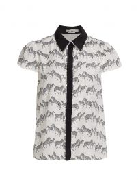 Latrina Zebra Print Short Sleeve Silk Blouse by Alice  Olivia at Saks Fifth Avenue