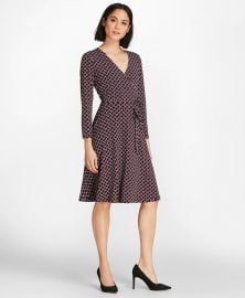 Lattice-Print Jersey Faux-Wrap Dress at Brooks Brothers