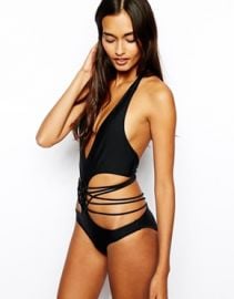 Lattice Strap Swimsuit at Asos