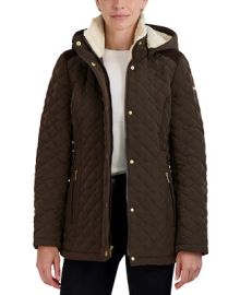 Laundry by Shelli Segal Womens Faux-Fur-Lined Hooded Quilted Coat Reviews - Coats Jackets - Women - Macys at Macys