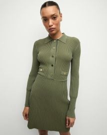 Lauper Ribbed Sweater Dress in Khaki Green at Veronica Beard