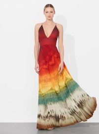 Lauren Pleated Maxi Dress In Crystal Tie Dye Alice Olivia at Alice + Olivia