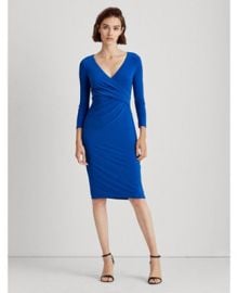 Lauren Ralph Lauren 34-Sleeve Ruched Jersey Dress  Reviews - Dresses - Women - Macys at Macys